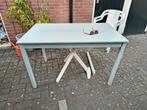Houten tafel licht blauw 4 persoons, Ophalen, Gebruikt, 50 tot 100 cm, Eenvoudig