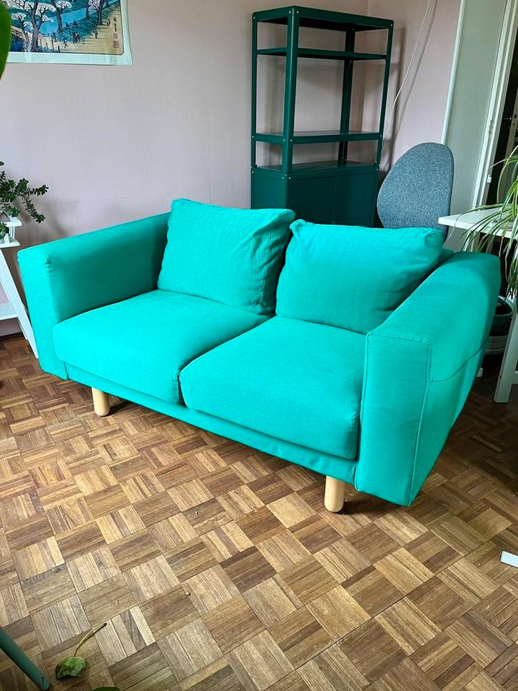 Groene Ikea tweezitsbank, Huis en Inrichting, Banken | Sofa's en Chaises Longues, Gebruikt, Tweepersoons, 150 tot 200 cm, 100 tot 125 cm