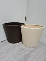 2 Ovale Bloempotten - Bruin & Crème - 30cm, Tuin en Terras, Bloempotten, Ophalen