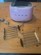 Roze smeg broodrooster met tosti houders, Ophalen, Zo goed als nieuw