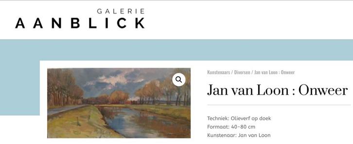 Jan van Loon , het  Oranjekanaal 40-80 cm, mooie lijst TEAB., Antiek en Kunst, Kunst | Schilderijen | Klassiek, Ophalen of Verzenden