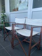 3 regisseursstoelen met off white bekleding in goede staat., Tuin en Terras, Ophalen of Verzenden, Gebruikt