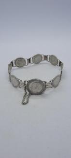 Zilveren armband met Wilhelmina dubbeltjes en kwartjes, Ophalen of Verzenden, Zo goed als nieuw, Zilver, Zilver