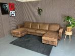 GRATIS LEVERING U-Bank Cognac 340x170x170 REFURBISHED, Stof, Hoekbank, 300 cm of meer, Ophalen of Verzenden