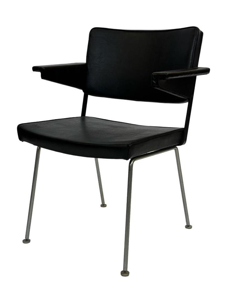 Vintage 4X Cordemeyer- Gispen - Stoel Model 1265, Huis en Inrichting, Stoelen, Gebruikt, Vier, Kunststof, Metaal, Bruin, Ophalen