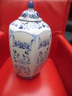 Oude porceleinen gemberpot blauw met deksel  42cm hoog, Ophalen of Verzenden