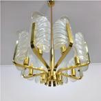 Acanthus kroonluchter lamp messing murano mid century 70's, Ophalen of Verzenden, Gebruikt, Glas