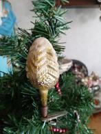 Antieke glazen kerstbal op clip kerstboompje gesuikerd, Diversen, Kerst, Ophalen of Verzenden, Gebruikt