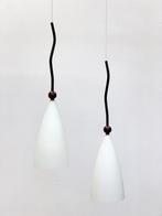 Vintage set hanglamp Herda lamp opaline Memphis retro, Gebruikt, Glas, Ophalen of Verzenden, Seventies, eighties design / Memphis stijl / Dutch design