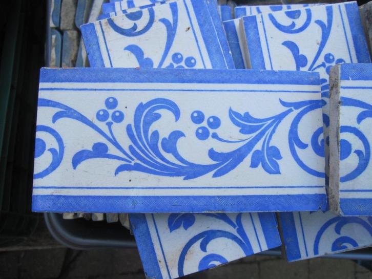 25 stuks Antieke siertegels 7,6x15,2cm jugendstil blauw, Antiek en Kunst, Antiek | Wandborden en Tegels, Ophalen
