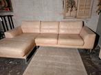 Hoekbank leer,beige, Machalke TEAB, Huis en Inrichting, Banken | Bankstellen, Ophalen, Gebruikt, Hoekbank, Leer