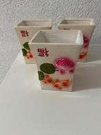 Vintage Aardewerk Bloempotten met Aziatisch Design, Tuin en Terras, Gebruikt, Vierkant, Binnen, Ophalen of Verzenden