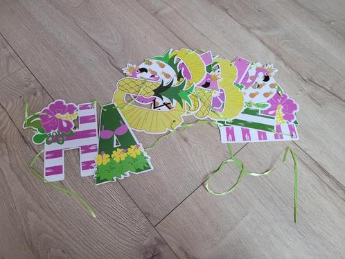 Tropische verjaardagslinger DIY ~ MD9019, Hobby en Vrije tijd, Feestartikelen, Zo goed als nieuw, Versiering, Verjaardag, Ophalen of Verzenden
