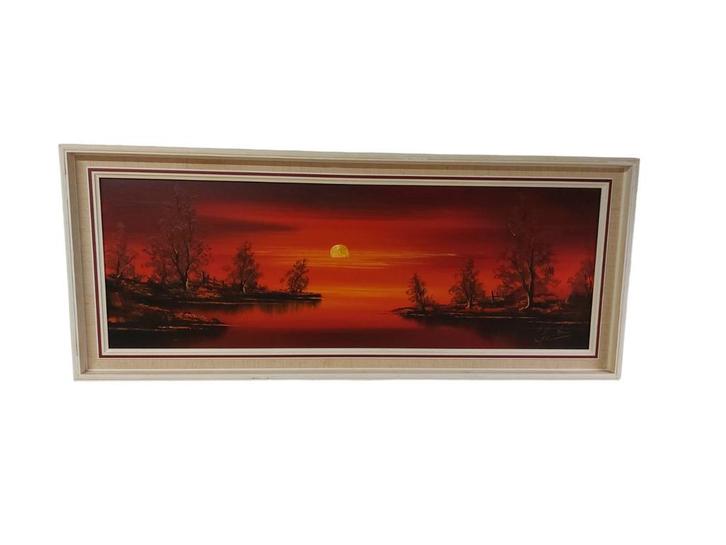 Vintage schilderij "rode zonsondergang", Antiek en Kunst, Kunst | Schilderijen | Klassiek, Ophalen