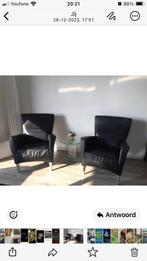 Molinari stoelen zwart leer., Ophalen, Gebruikt, Eenpersoons, Minder dan 75 cm