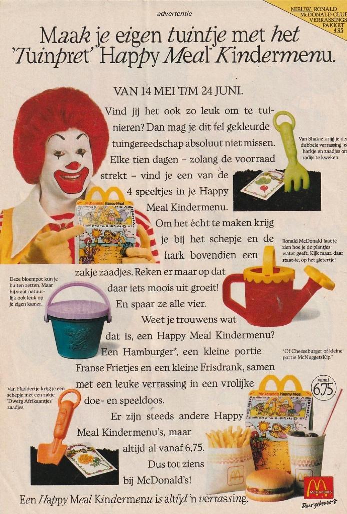 Retro reclame 1990 McDonald's Happy Meal tuinpret, Verzamelen, Retro, Overige typen, Verzenden