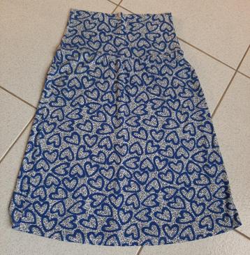 blauw stretch rok Agnes b maat 2 (afmeting zie beschrijving)