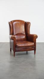 Grote karaktervolle en tijdloze schapenleren oorfauteuil, Huis en Inrichting, Fauteuils, Ophalen, Gebruikt, ., Klassiek
