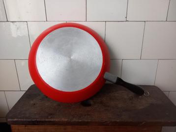 grote tefal pan koekenpan vintage braad- hapjespan rood ø 30 beschikbaar voor biedingen