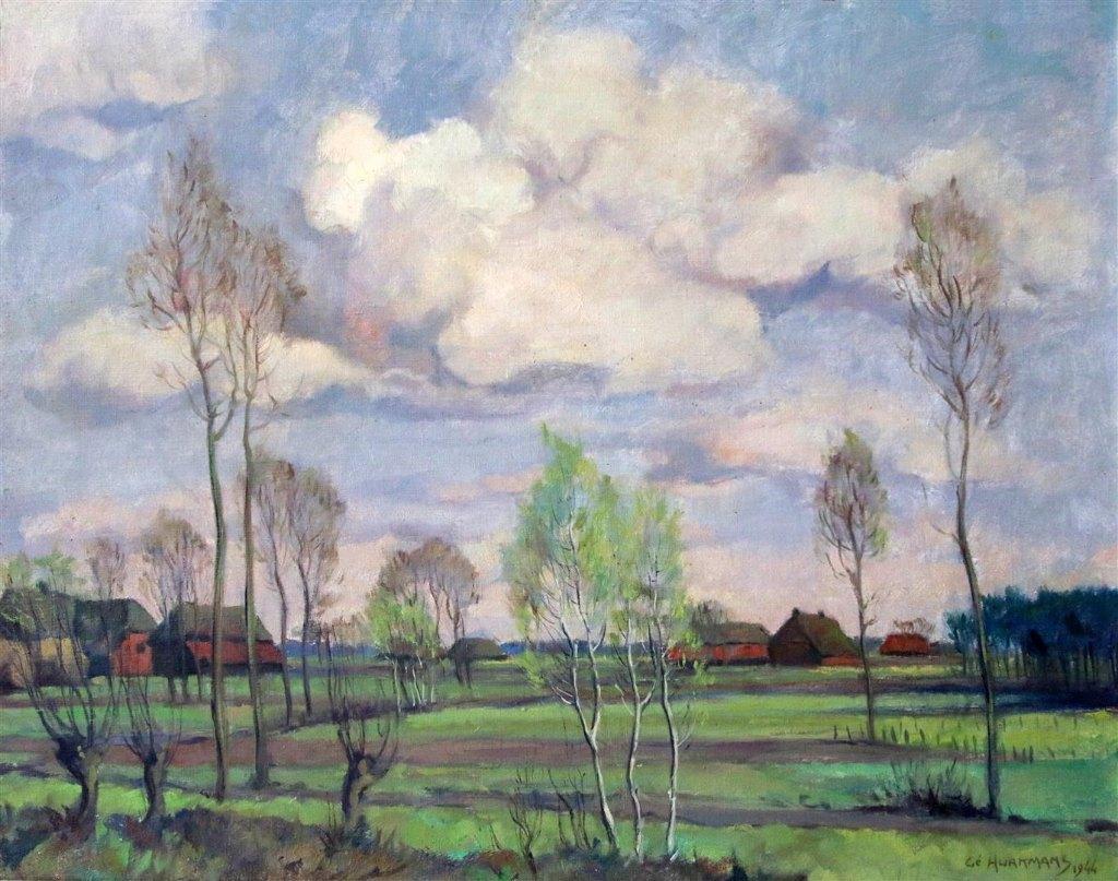 Brabants landschap 1944 Gerard Hurkmans ( 1911-1984 )Tilburg, Antiek en Kunst, Ophalen