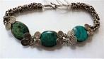 Boho armband met groene stenen, etnische stijl (7966-1221), Ophalen, Gebruikt, Groen, Overige materialen