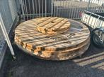 Haspel tafel / schijven flenzen +/- 220 & 120 (cm)doorsnede, Tuin en Terras, Ophalen, Zo goed als nieuw, Rond, Hout
