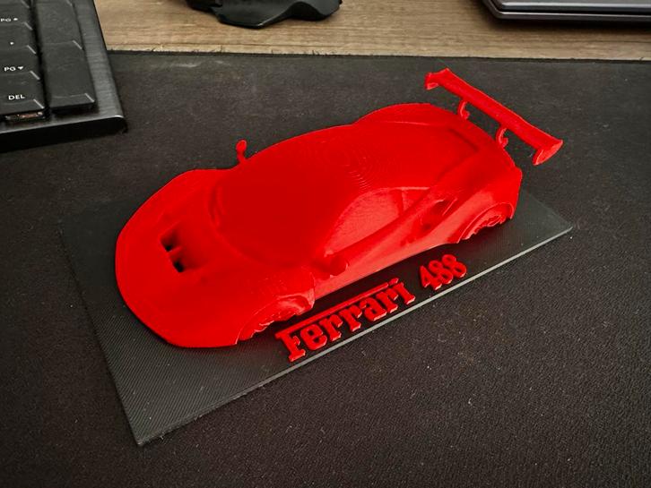 Ferrari 488 - 3D Geprinte Kunst, Hobby en Vrije tijd, Modelbouw | Auto's en Voertuigen, Nieuw, Auto, 1:32 tot 1:50, Overige merken