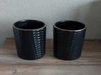 2 BLOEMPOTTEN zwart+goud🙂, Tuin en Terras, Bloempotten, Rond, Ophalen of Verzenden, Aardewerk, Binnen