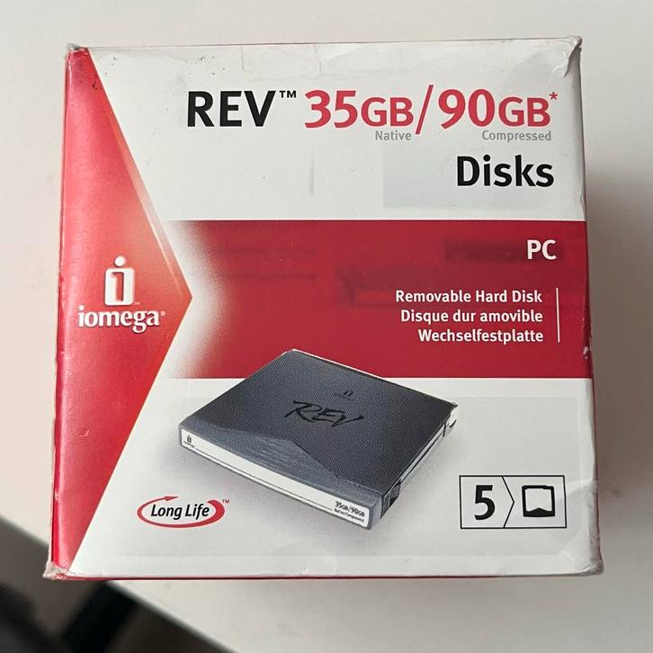 5 Iomega REV 35GB/90GB Disks, Computers en Software, Harde schijven, Gebruikt, Desktop, Intern, HDD, Overige aansluitingen, Ophalen of Verzenden