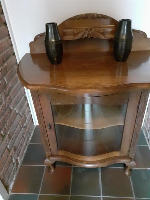 Prachtig antiek eiken theekastje met gebogen glas, Antiek en Kunst, Antiek | Meubels | Kasten, Ophalen