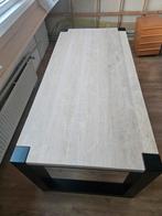 Robuuste eikenhouten eettafel met stalen poten, Huis en Inrichting, Tafels | Eettafels, Ophalen, Gebruikt, 200 cm of meer, 50 tot 100 cm