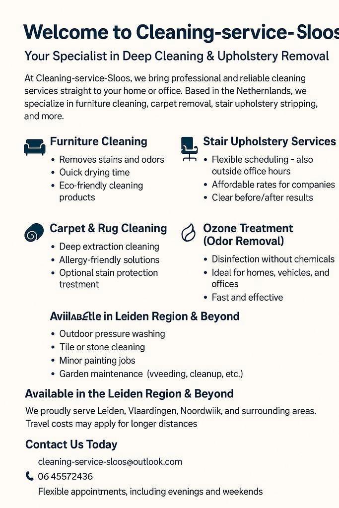 Welcome to Cleaning-service-Sloos, Doe-het-zelf en Verbouw, Reinigingsmachines, Ophalen of Verzenden