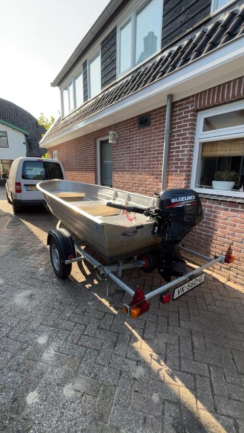 Aluminium V-bodem Fisherpro V400 + motor, Watersport en Boten, Vis- en Consoleboten, Zo goed als nieuw, Tot 10 pk, 3 tot 6 meter
