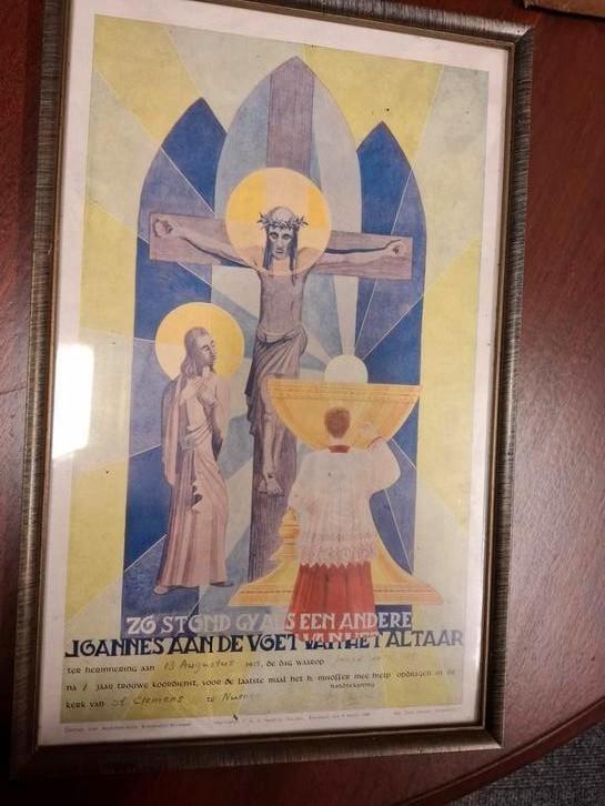 Oude religieuze prent in lijst, Antiek en Kunst, Kunst | Schilderijen | Klassiek, Ophalen