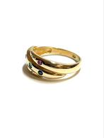 14k gouden ring met robijn, saffier, smadagd en diamant, ., Ophalen of Verzenden, ., Met edelsteen