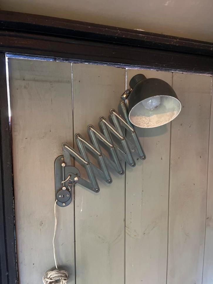 Vintage Scharnierlamp / Harmonicalamp, Huis en Inrichting, Lampen | Wandlampen, Gebruikt, Metaal, Ophalen of Verzenden