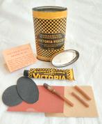 Oldtimer fiets reparatie blikje Victoria Vulco 200 + inhoud, Verzamelen, Blikken, Ophalen of Verzenden, Gebruikt, Overige, Overige merken