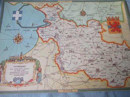 kaart Overijsel  studio Certo, Boeken, Atlassen en Landkaarten, Zo goed als nieuw, Landkaart, Nederland, 1800 tot 2000, Ophalen of Verzenden