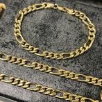 14k gouden set ketting met armband figaro schakel, Ophalen of Verzenden, Zo goed als nieuw, Goud