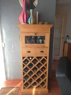 Leuke wijnkast teakhout, Huis en Inrichting, Ophalen, 15 tot 25 flessen, Zo goed als nieuw, 75 cm of meer