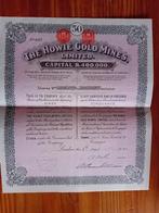 Aandeel Howie Gold Mines - 1934, Postzegels en Munten, Aandelen en Waardepapieren, Ophalen of Verzenden, 1920 tot 1950, Aandeel