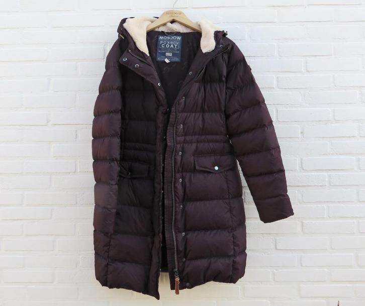 Moscow lange dons damesjas • XL • donker rood, Kleding | Dames, Jassen | Winter, Zo goed als nieuw, Maat 46/48 (XL) of groter