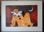 Schilderij "Pierrot onder de Maan"-van Rodot. 63,5 x 49,5 cm, Antiek en Kunst, Ophalen