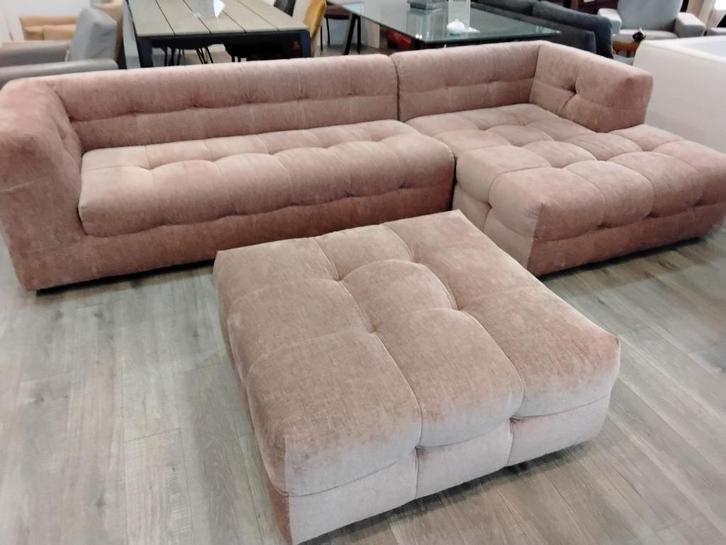 Hoekbank met hocker, bijna nieuw!, Huis en Inrichting, Banken | Bankstellen, Zo goed als nieuw, Hoekbank, Vierpersoons of meer