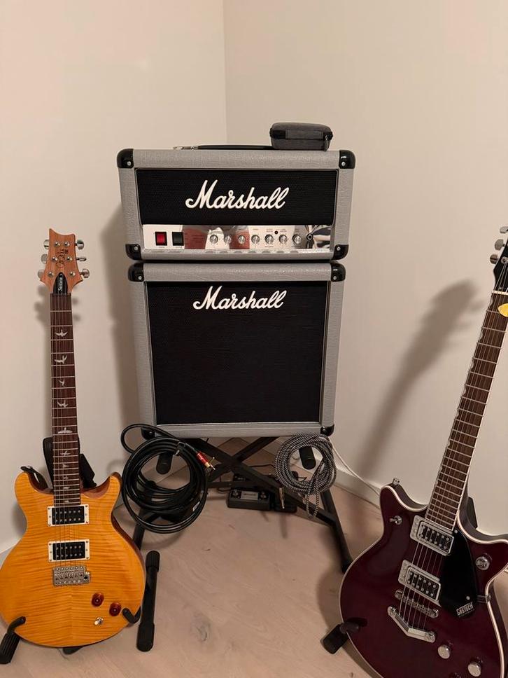 Marshall 2525 Silver Jubilee + 2512 Cabinet, Muziek en Instrumenten, Versterkers | Bas en Gitaar, Gebruikt, Gitaar, 50 tot 100 watt
