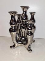 Zilverkleurige kaarsenstandaard, Ophalen of Verzenden, Metaal, Minder dan 25 cm