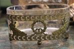 Antiek frans empire glas glazen bakje vuurverguld ornament, Ophalen of Verzenden