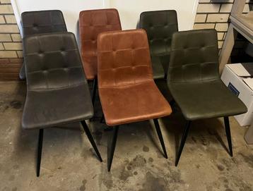 6 stuks microleder antraciet mos cognac horeca stoelen actie beschikbaar voor biedingen