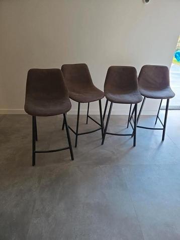 4 luxe barkrukken taupe velours beschikbaar voor biedingen