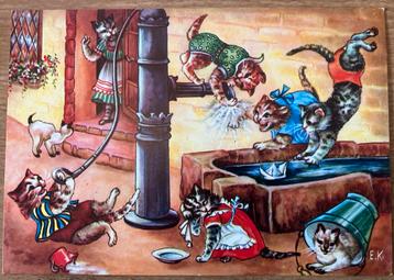 Vintage Kruger Ansichtkaart - Katten Scène beschikbaar voor biedingen